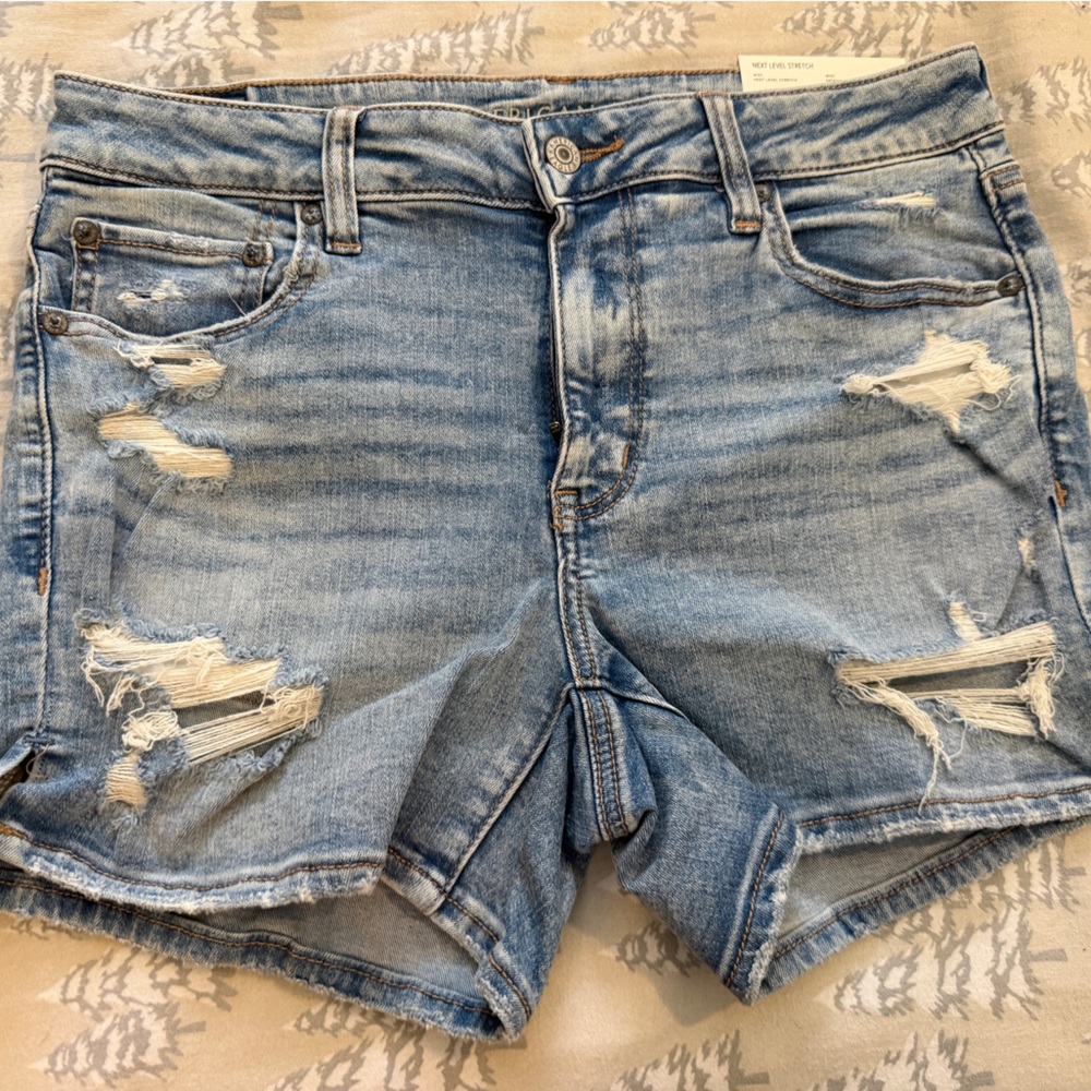 American Eagle Outfitters Light Blue Distressed Denim Shorts
